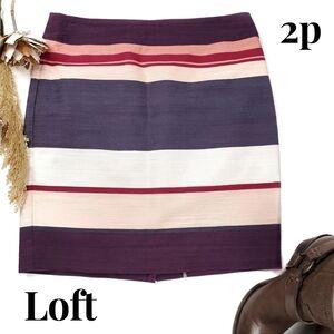 Loft Purple Pink Cream Bold Stripe Skirt Sz 2p